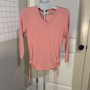Chic V-Neck Pink Blouse with Side Ties